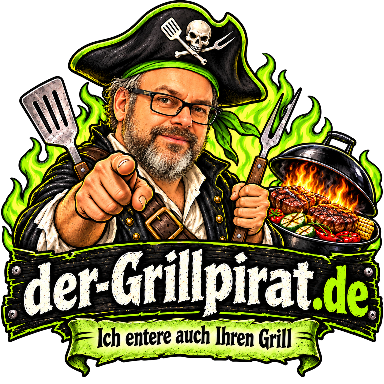der-Grillpirat.de – Logo mit persönlichem Grillpiraten